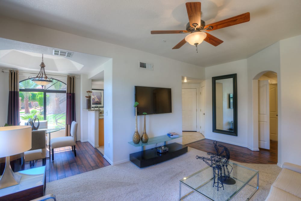 Nine-foot ceilings with ceiling fans in model home at San Lagos in Glendale, Arizona