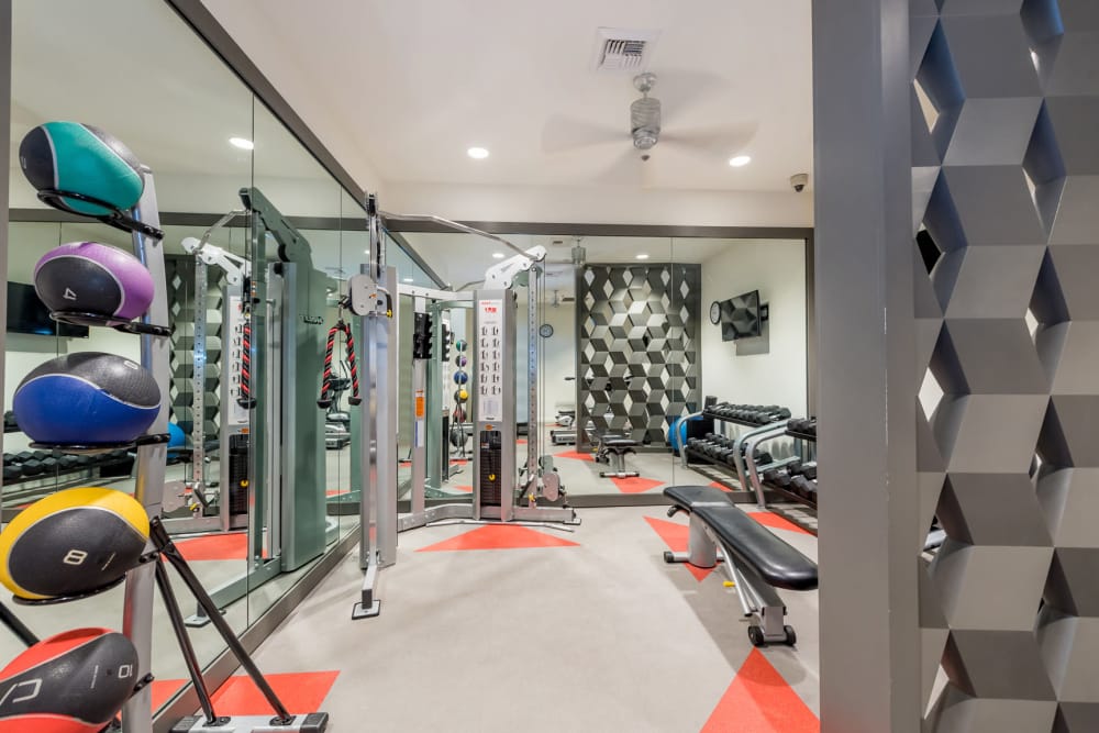 Fitness center at Rooster Apartments in Seattle, Washington