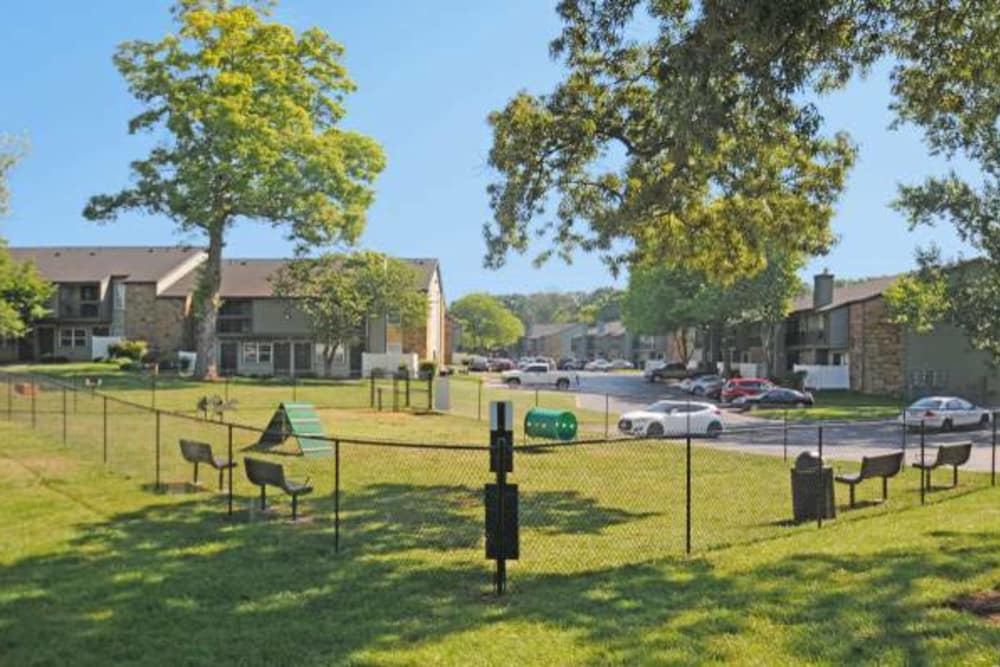 A large grass lawn for your pups to play at Goldelm at Metropolitan in Knoxville, Tennessee