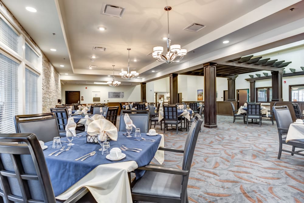 The community dining room at The Springs at Stony Brook in Louisville, Kentucky