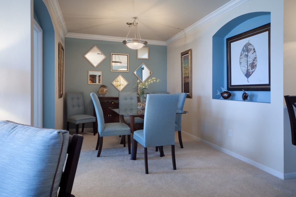 Furnished living room in model home at Villa Grande on Saxon in Orange City, Florida