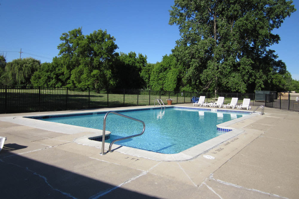 The community pool for residents at Concorde Club Apartments in Romulus, Michigan