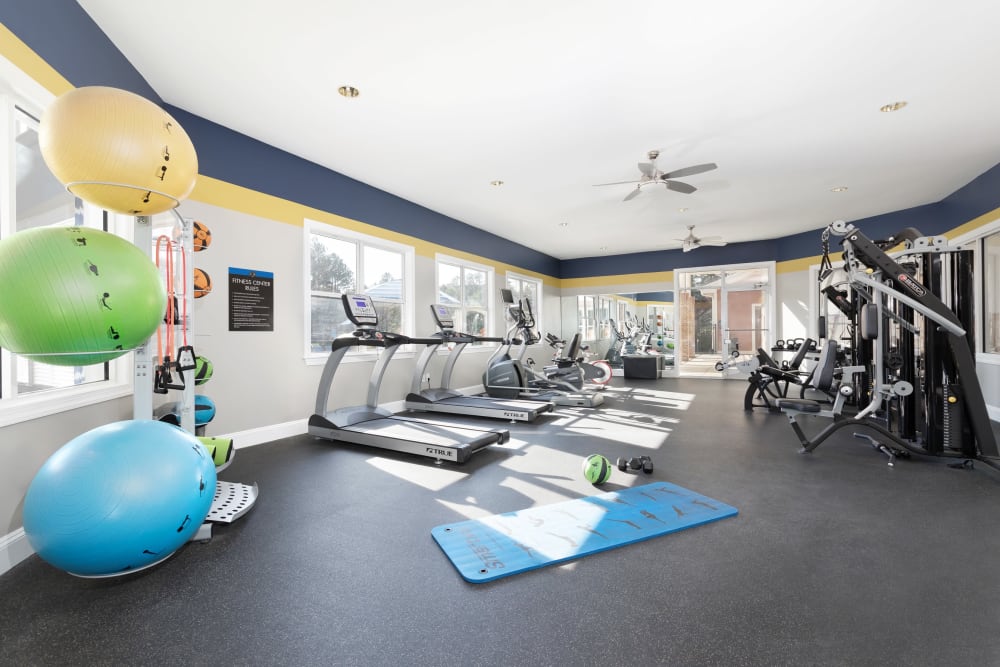 Spacious and well-equipped fitness center at 200 East in Durham, North Carolina