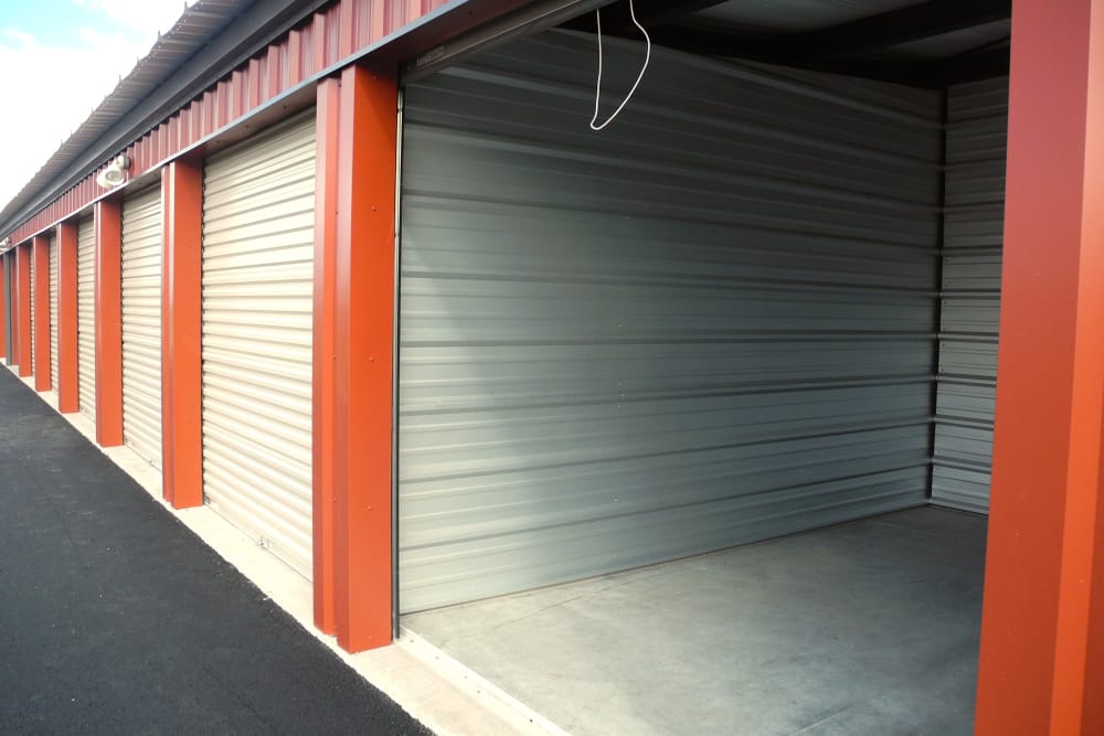 Open door to storage unit at Summit Self-Storage in Victor, Idaho