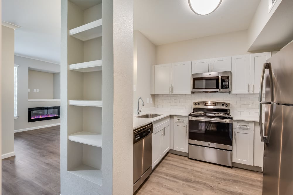 Kitchen at Ravinia Apartments in Spring, Texas