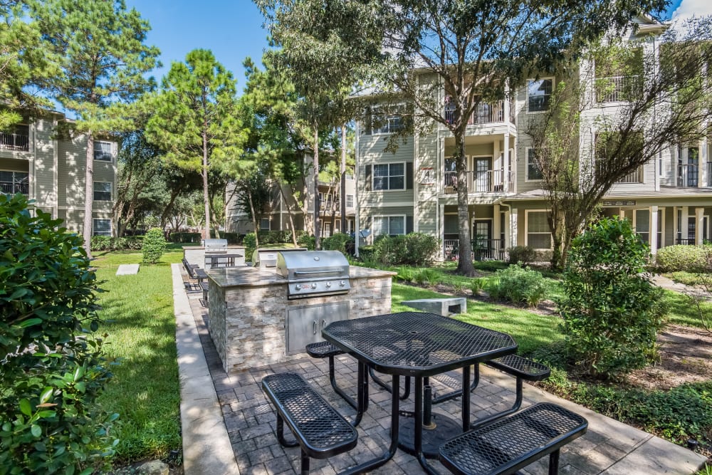 Outdoor BBQ Area at Ravinia Apartments in Spring, Texas
