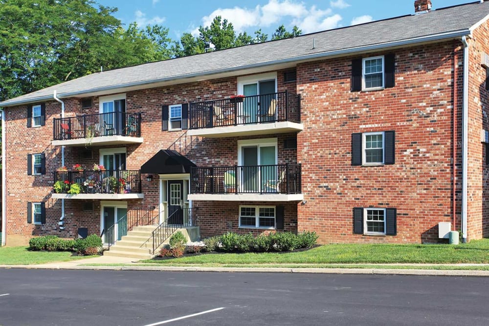 Three story apartment building at Waterview Apartments in West Chester, Pennsylvania