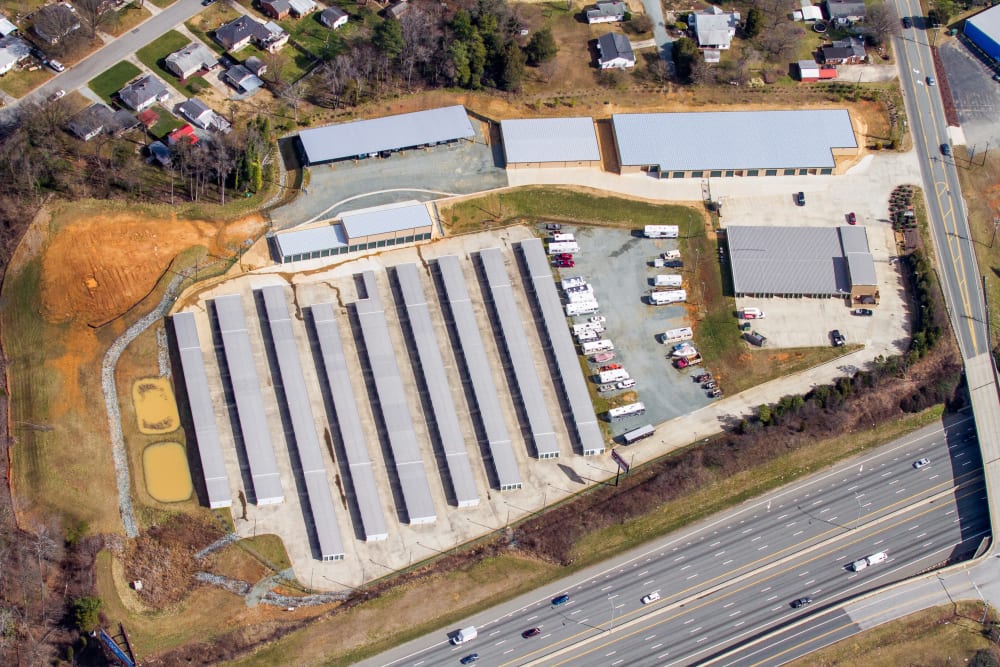 Arial view of Cardinal Self Storage - Graham in Graham, North Carolina