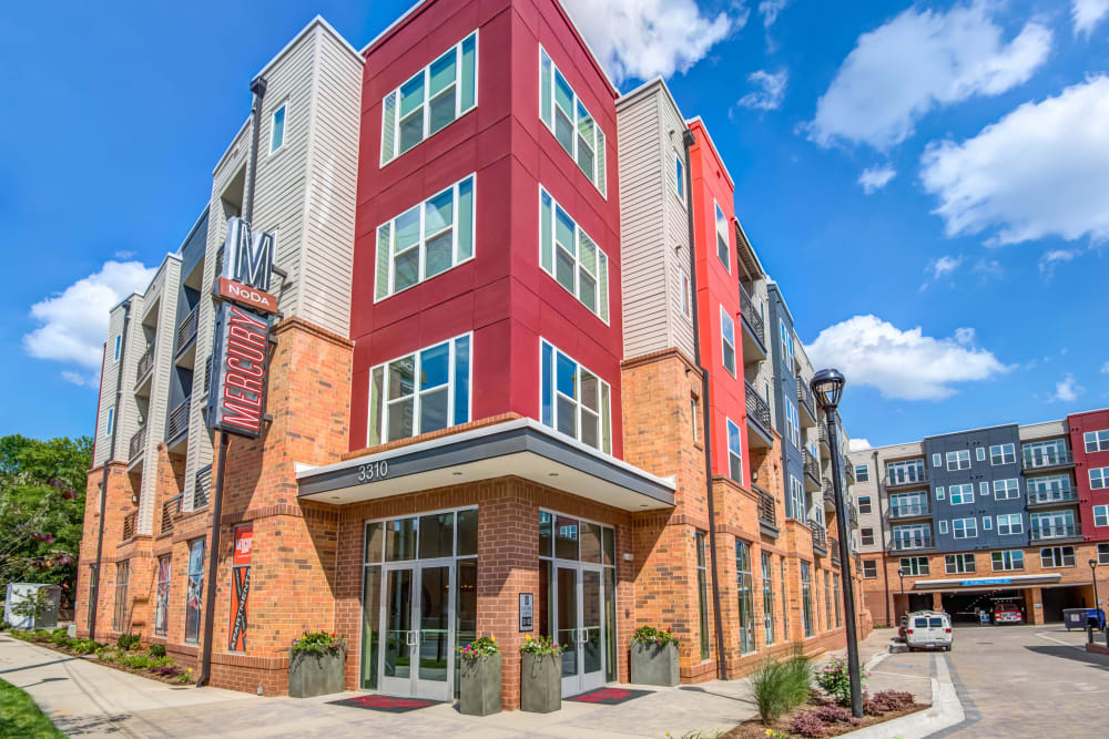 Gated electronic entrance at Mercury NoDa in Charlotte, North Carolina