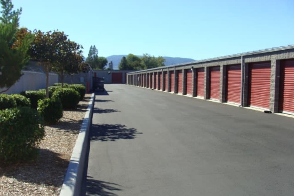 Outdoor storage units at Cascade Self Storage in Medford, Oregon