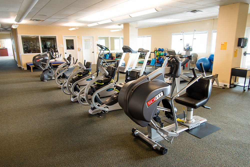 The community fitness room at Touchmark Health & Fitness Club in Meridian, Idaho
