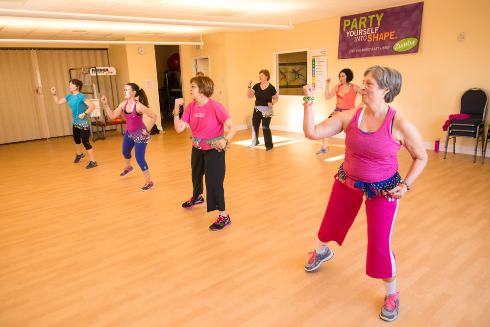 A group of residents exercising at Touchmark Health & Fitness Club in Meridian, Idaho