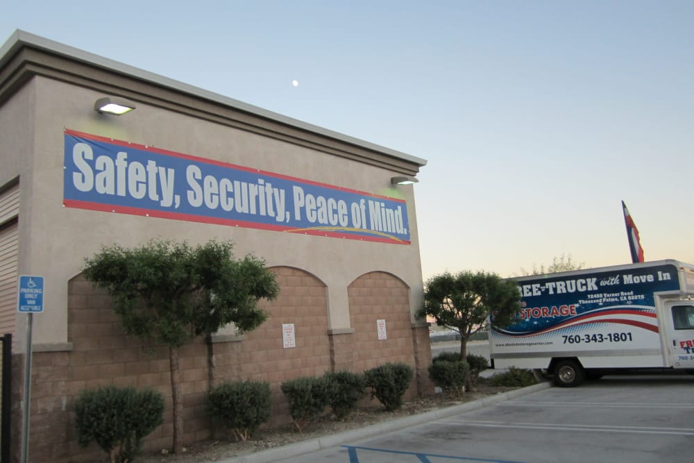 Ample parking at Absolute Self Storage in Thousand Palms, California