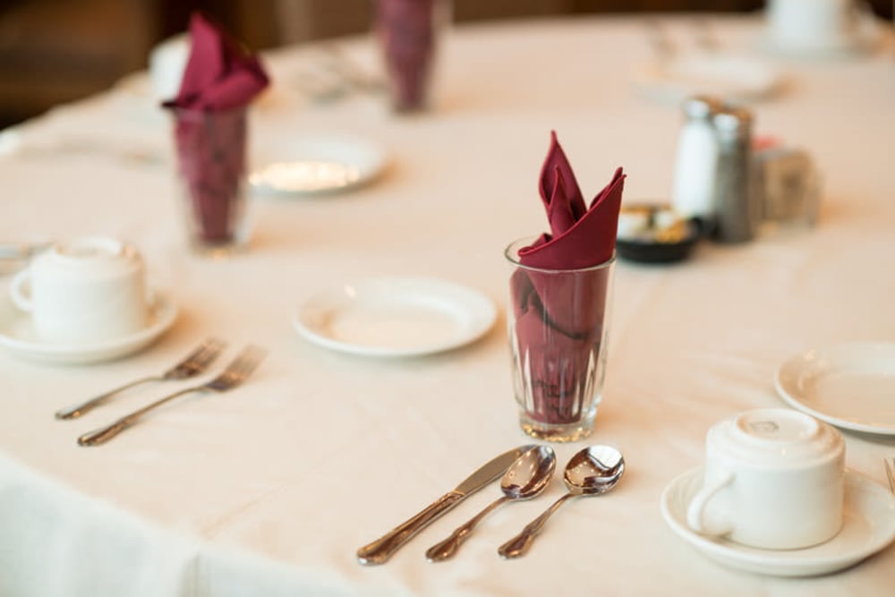 Tableset in the dining room at Keystone Place at Legacy Ridge in Westminster, Colorado