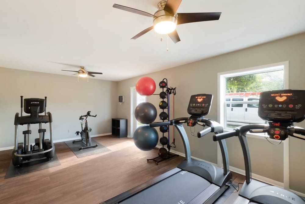 Fully equipped fitness center at Riverside North Apartment Homes in Chattanooga, Tennessee