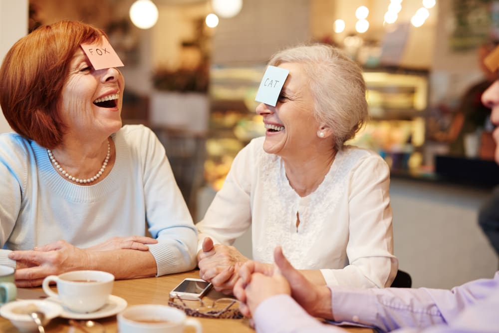 Residents playing a guessing game at Keystone Place at Newbury Brook in Torrington, Connecticut