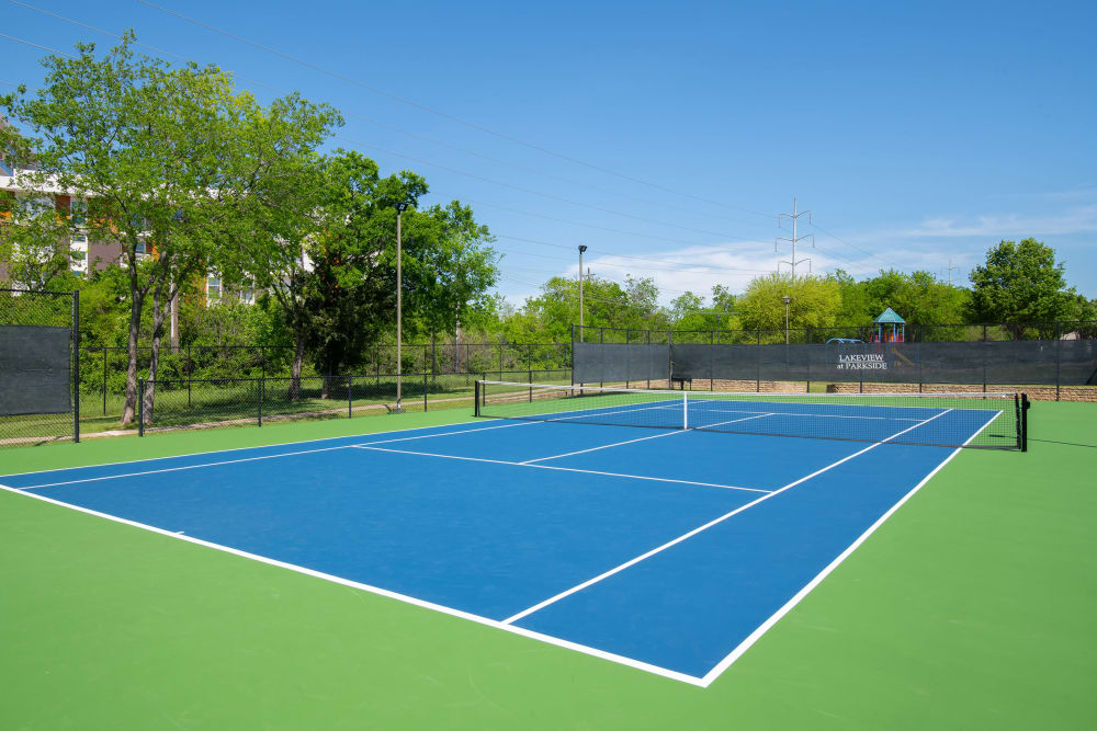 Lighted tennis court at the Lakeview at Parkside
