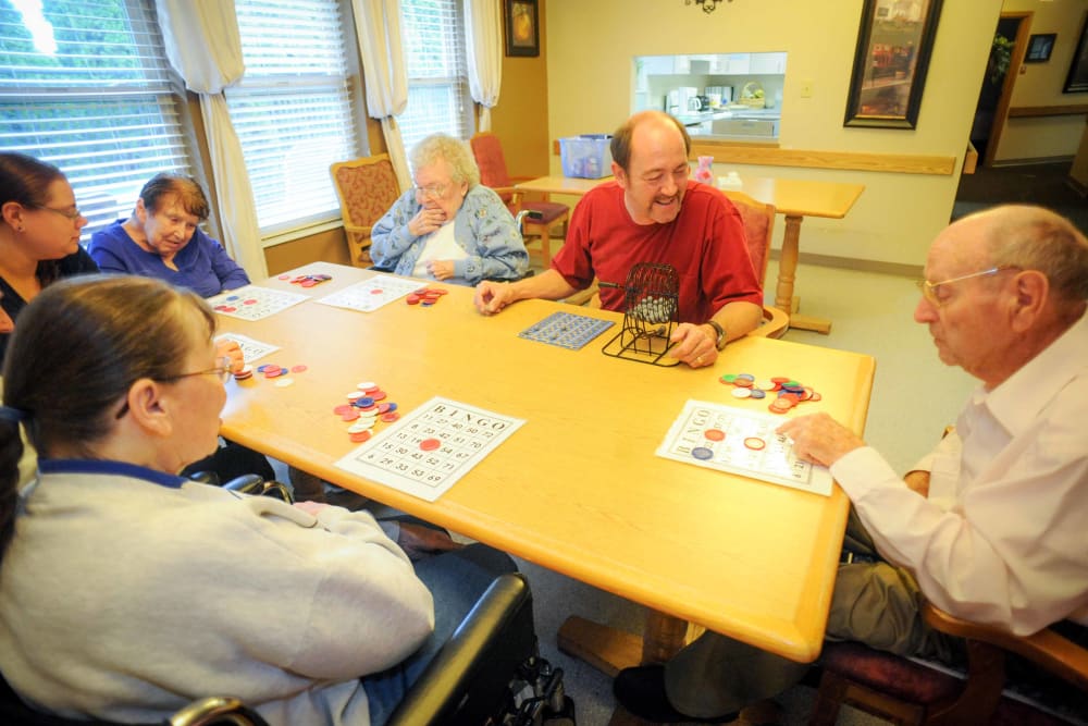 A group of seniors playing games at Chandler House in Yakima, Washington