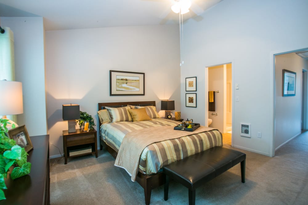 Large master bedroom at The Colonnade Luxury Townhome Rentals in Hillsboro, Oregon