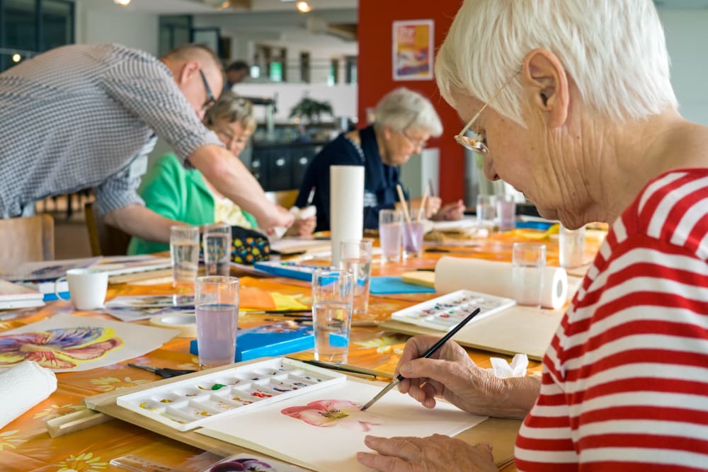 Painting class offered at Keystone Place at Forevergreen in North Liberty, Iowa