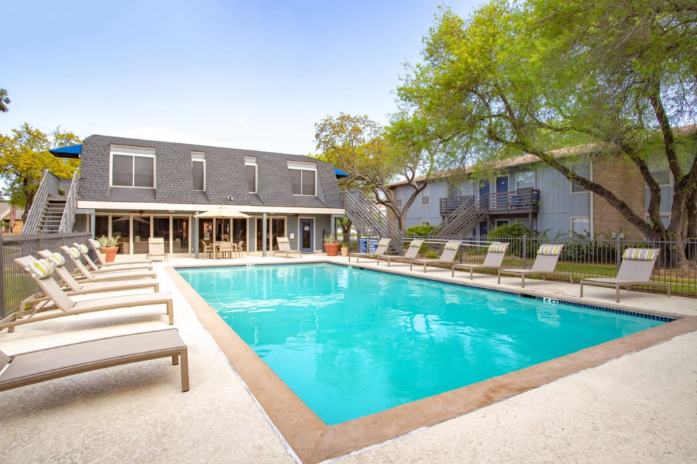 Sparkling pool at Willowick Apartments in College Station, Texas