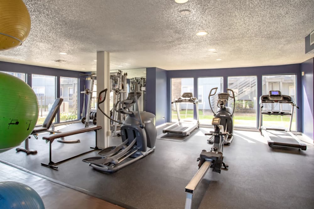 Fitness center at Willowick Apartments in College Station, Texas