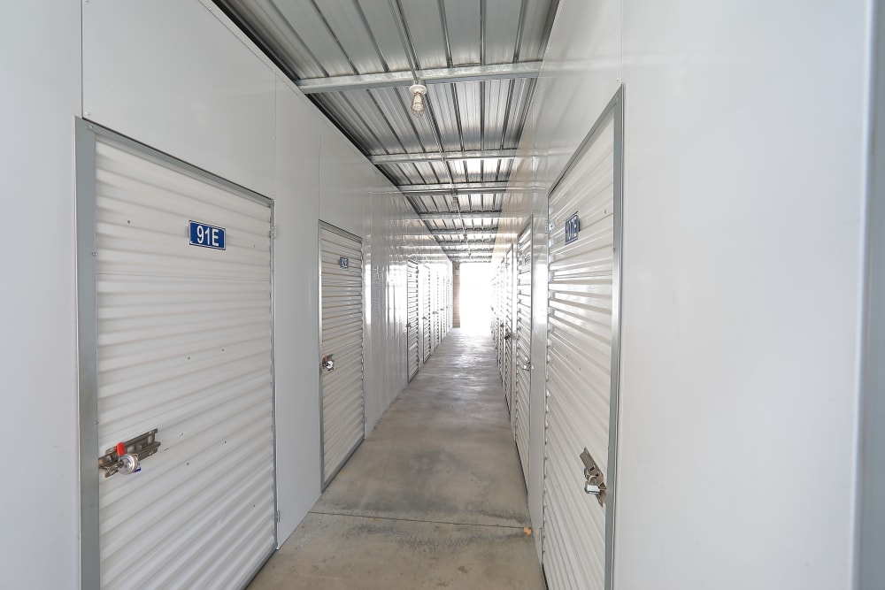 Indoor storage units at Storage Solutions in Moreno Valley, California