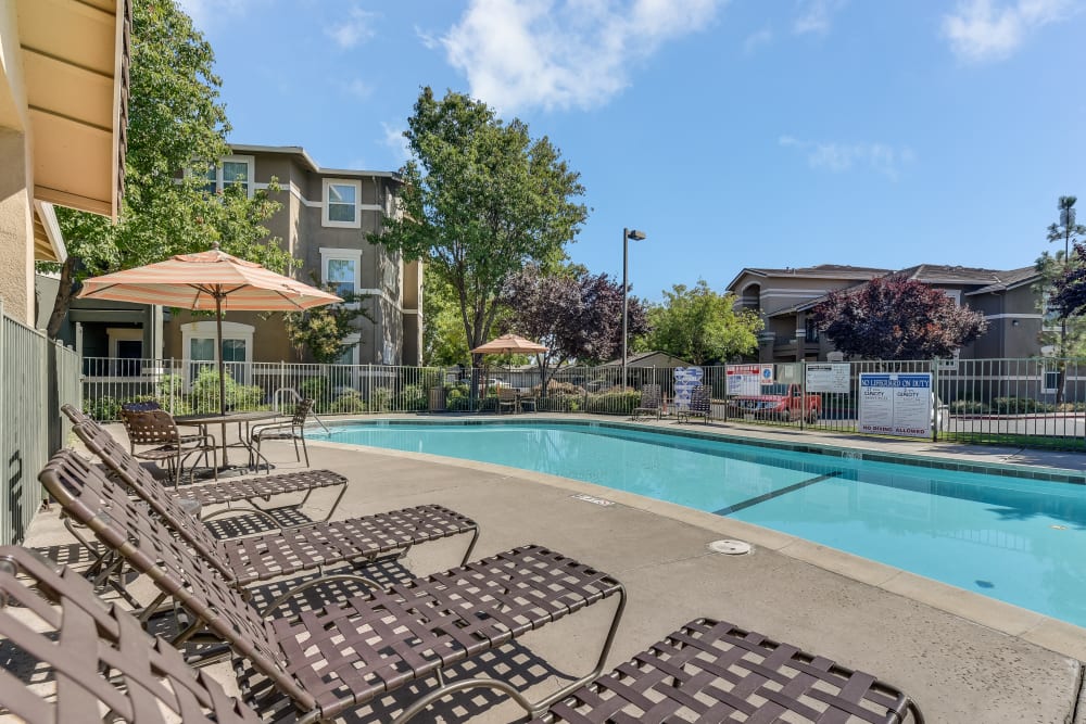 The pool side at Natomas Park Apartments in Sacramento, California