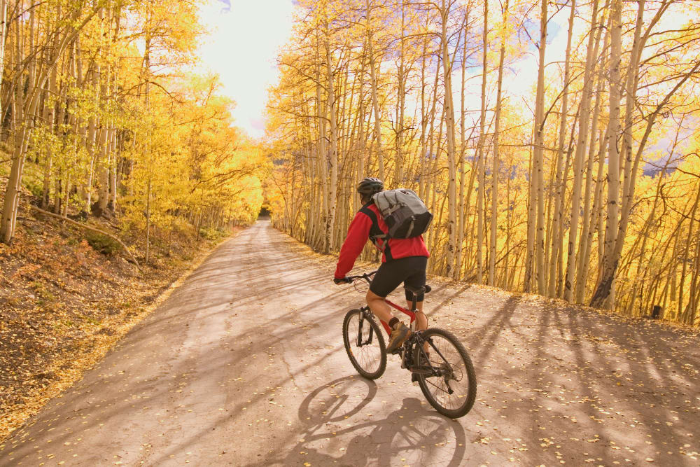 Resident riding his bike near FalconView in Colorado Springs, Colorado