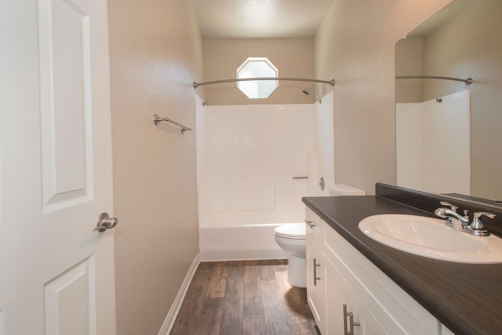 Modern bathroom with a window at Niguel Summit Condominium Rentals in Laguna Niguel, California