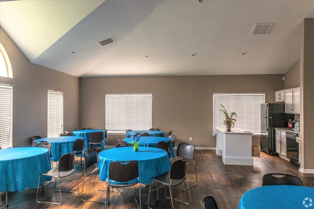 Community room with tables at Cypress Creek Townhomes in Goodlettsville, Tennessee