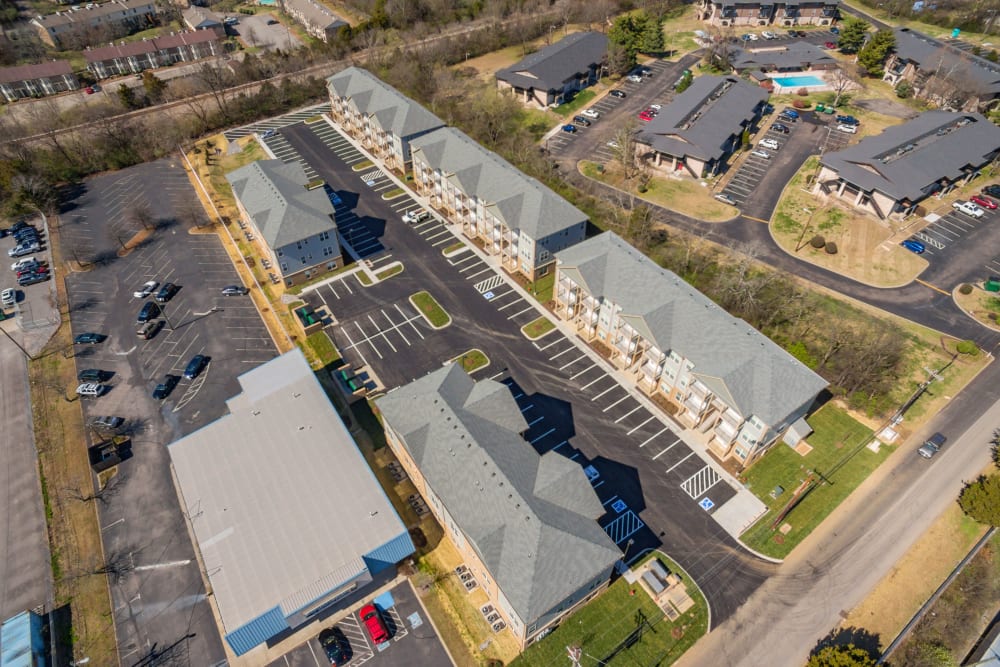 Aerial shot of Madison Crest Apartment Homes in Madison, Tennessee