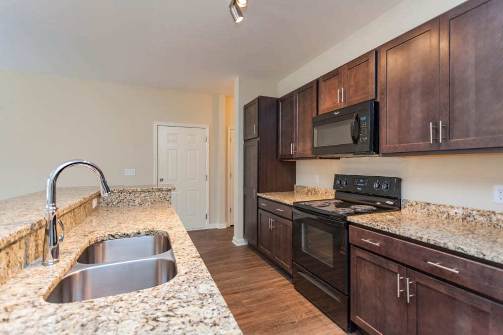 Kitchen layout at Madison Crest Apartment Homes in Madison, Tennessee