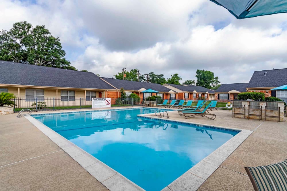 Sparkling pool at Willow Oaks Apartments in Bryan, Texas