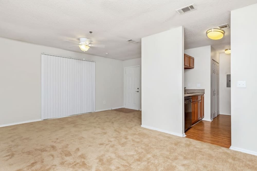 Living room with plus carpeting at Austell Village Apartment Homes in Austell, Georgia