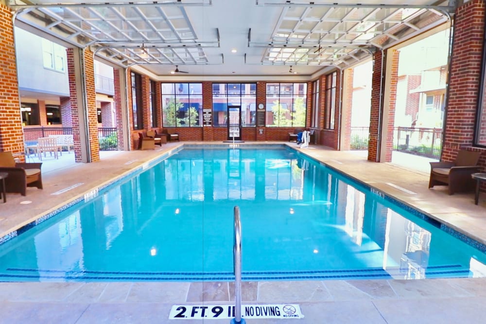 Large, clean swimming pool at Landing at Watermere Frisco Assisted Living in Frisco, Texas