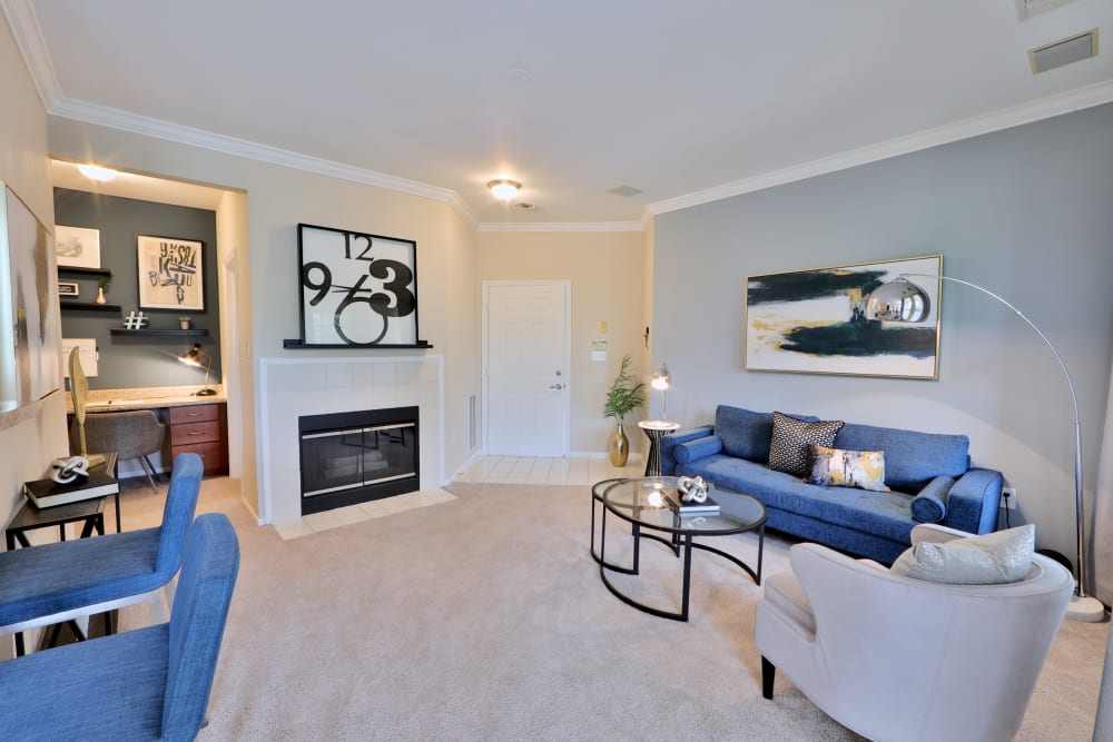 Beautiful Living Room at The Village at Potomac Falls Apartment Homes in Sterling, VA