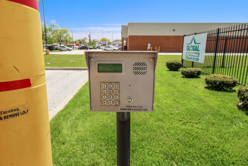 A pincode security feature at Global Self Storage in Dolton, Illinois