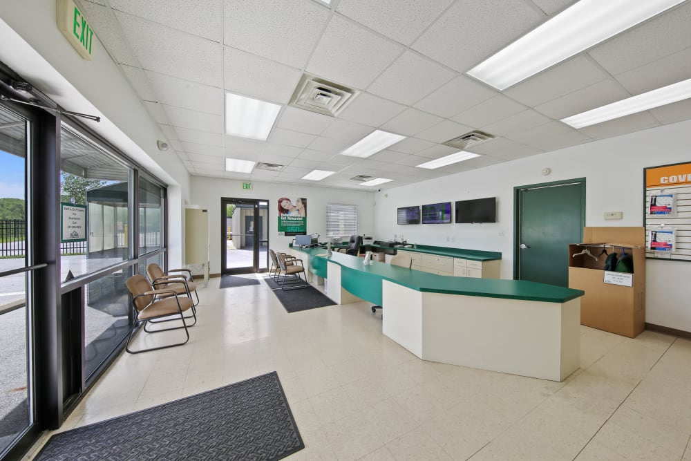 The lobby at Global Self Storage in Merrillville, Indiana
