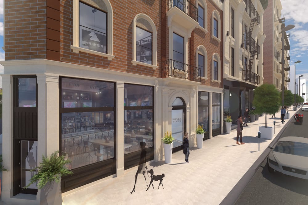 Rendering of a sidewalk near Live on 4th in Cincinnati, Ohio
