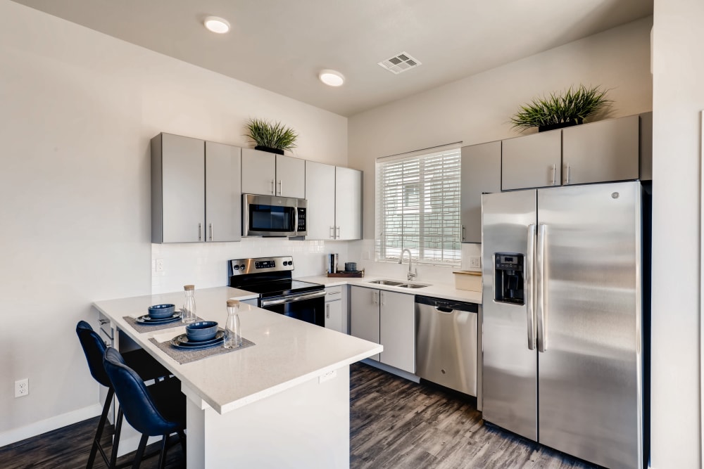 Fully-equipped kitchen at Avilla Buffalo Run in Commerce City, Colorado