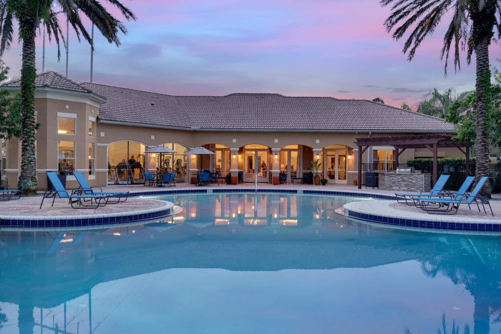 Pool at dusk at Palms at World Gateway in Orlando, Florida
