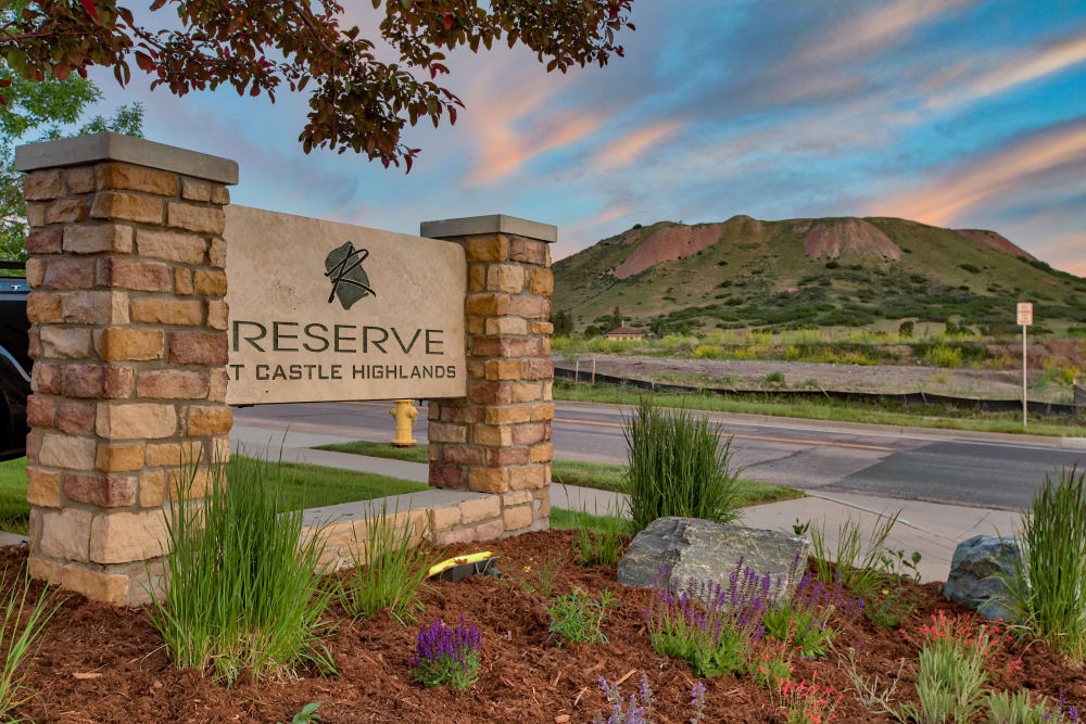 Entry Sign at Reserve at Castle Highlands Apartments in Castle Rock, Colorado