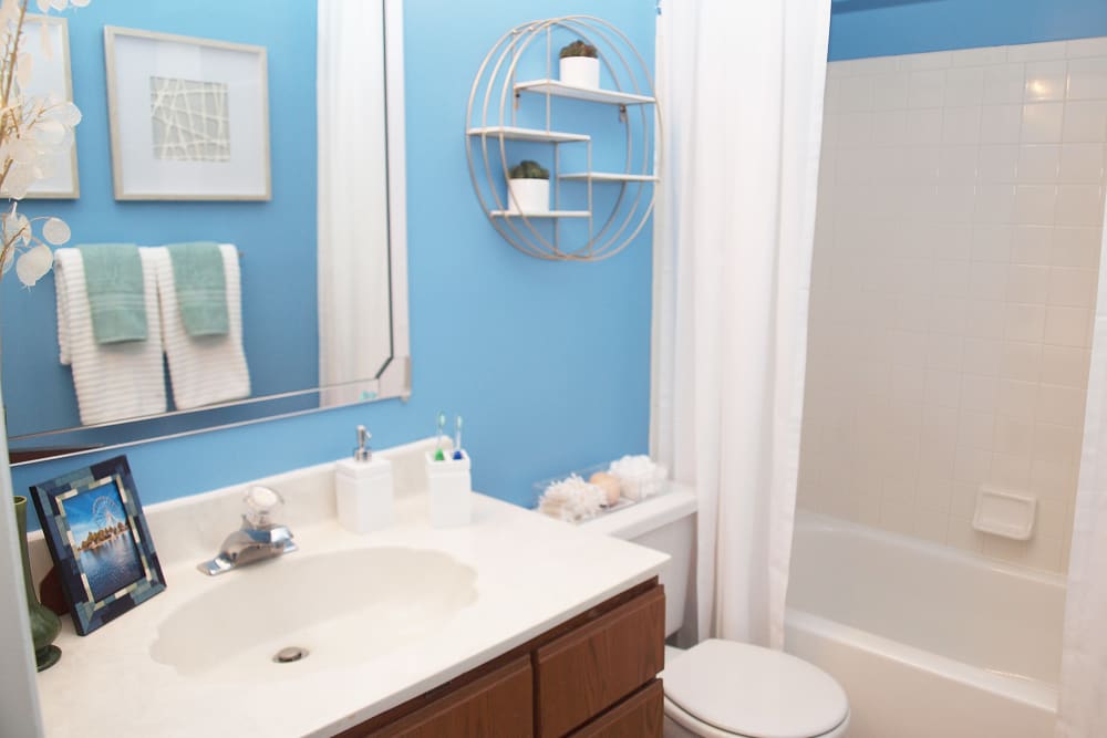 Bathroom featuring a shower and bathtub at Fox Chase South in Southgate, Kentucky