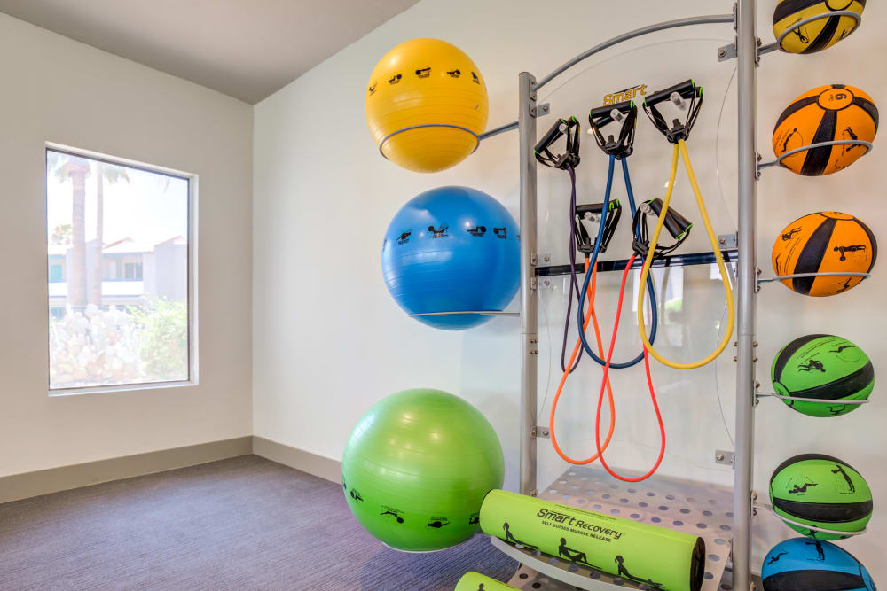 The fitness center's accessories at The Agave in Tucson, Arizona