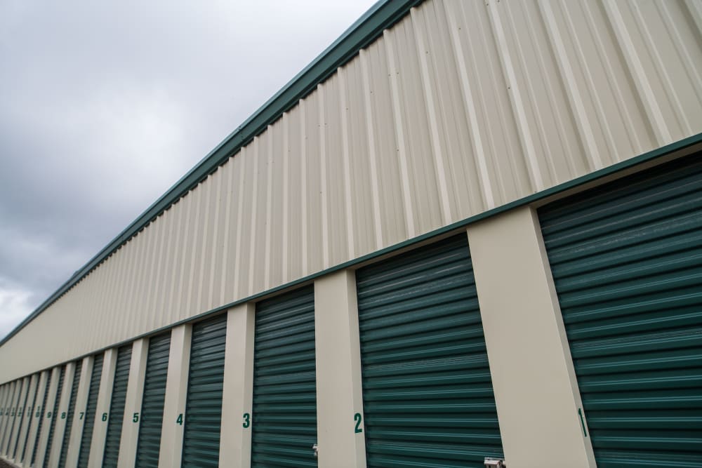 Clean, exterior storage units at Apple Self Storage - Aurora in Aurora, Ontario