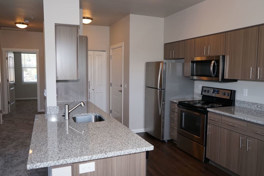 fully equipped kitchen at The Boulevard in Philomath, Oregon