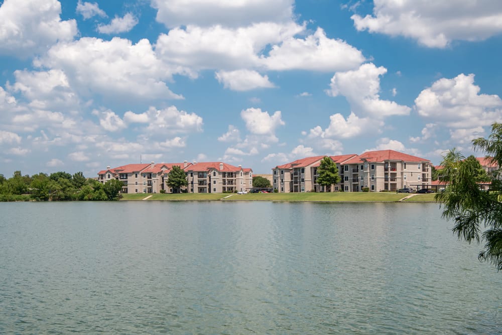 Apartment and lake view at Crescent Cove at Lakepointe 