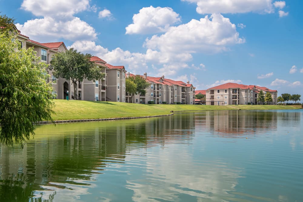 Apartment and lake view at Crescent Cove at Lakepointe