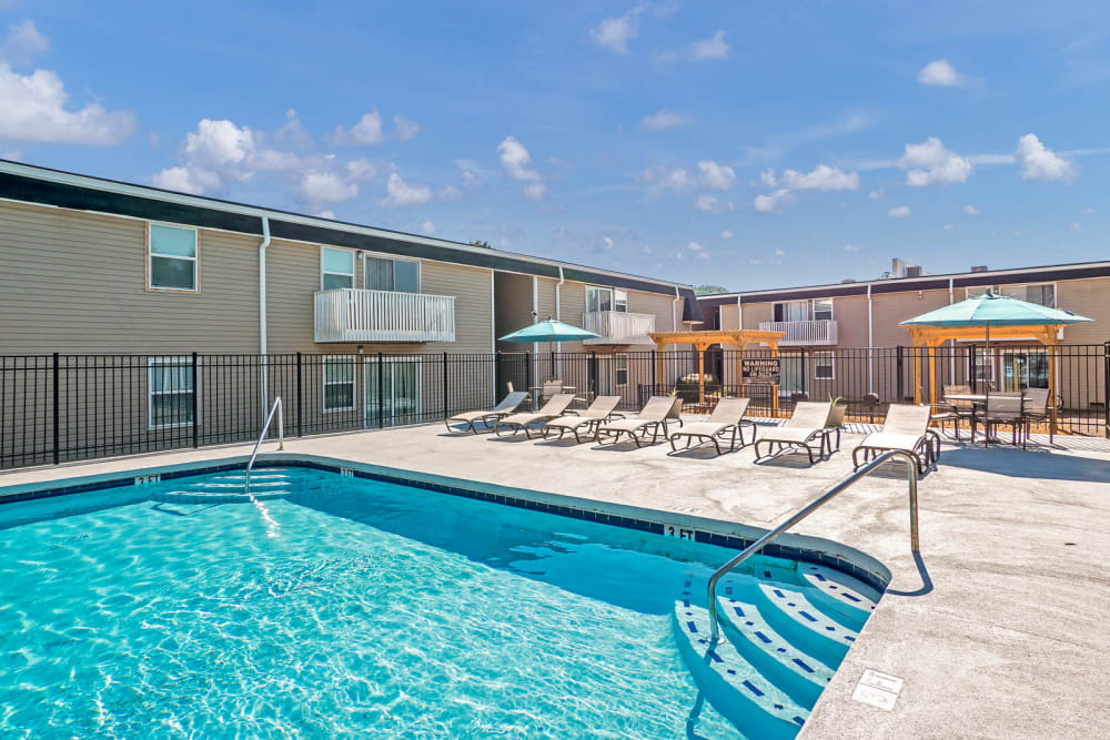 Large swimming pool at The Reserve at Red Bank Apartment Homes in Chattanooga, Tennessee